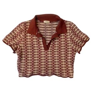 Debut 70s Pattern Polo Crop Top